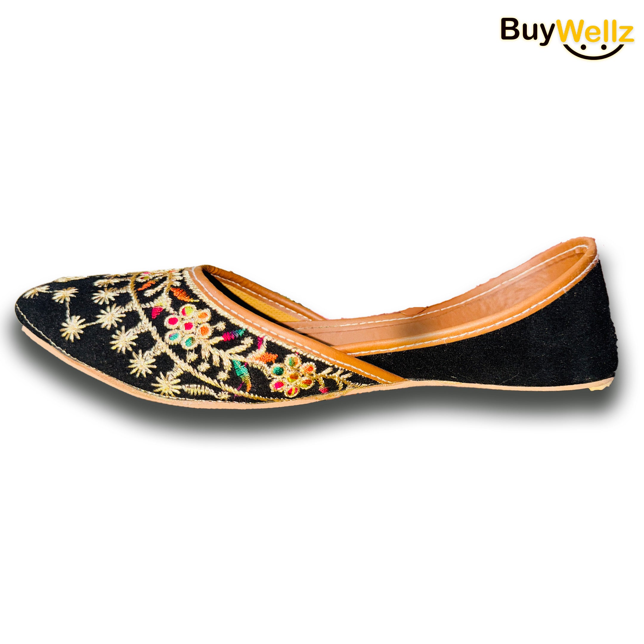 Black Embroidered Khussa for Women - Velvet Handcrafted Khussa with Soft Padding and Superior Finishing