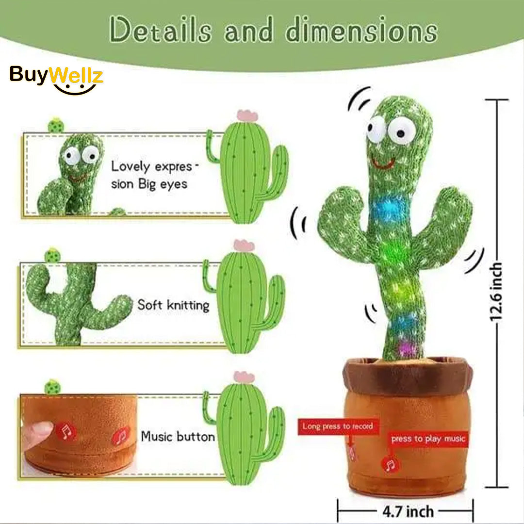 Rechargeable Dancing Cactus Toy - Singing, Talking, and Recording Plush Toy